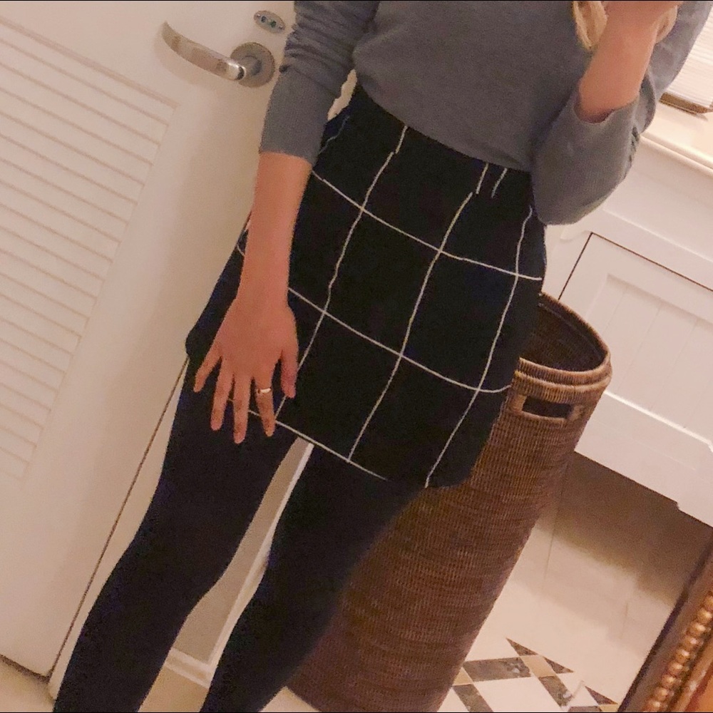 White Striped Black Skirt